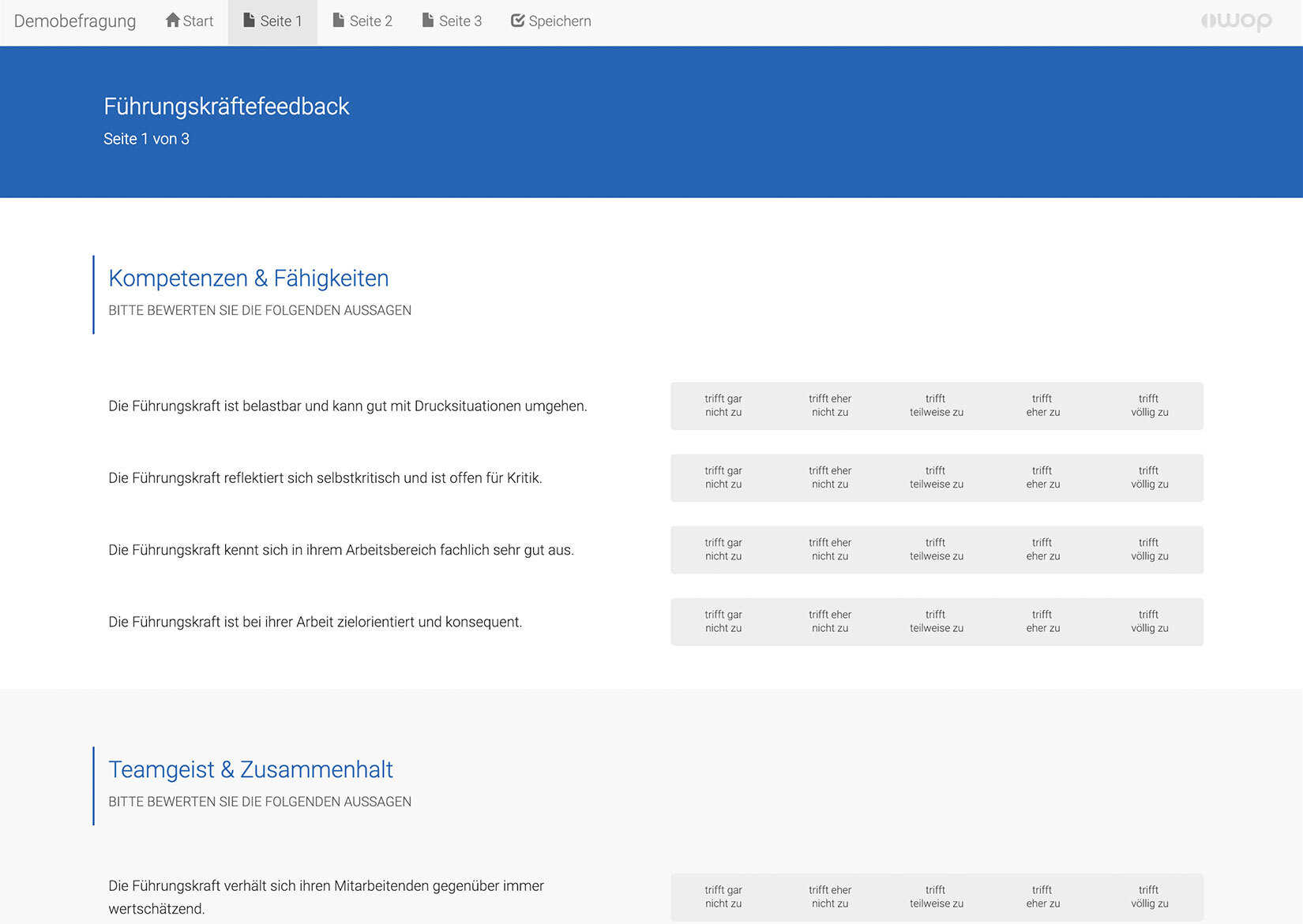 360-Grad-Feedback Online-Fragebogen